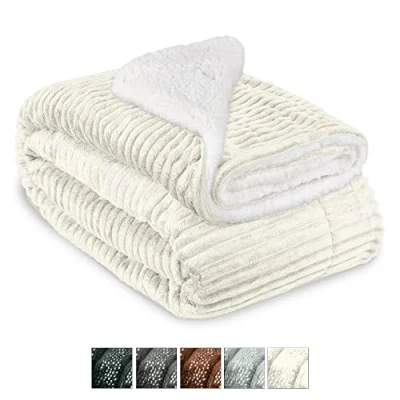 Afbeelding van Beautissu Fleece Deken 150 x 200cm Elisa Sherpa extra zacht Plaid Creme