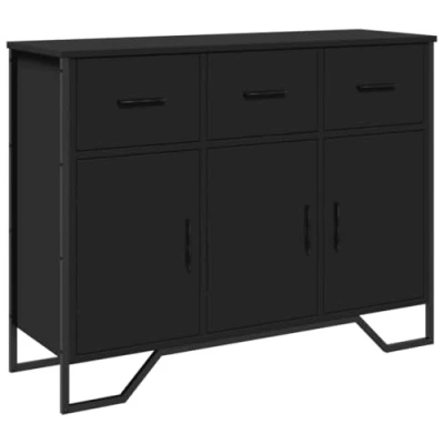 Image de vidaXL Buffet noir 97x32,5x74,5 cm bois d’ingénierie848559