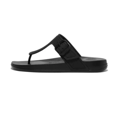 Afbeelding van Fitflop Iqushion Verstelbare gesp Flip flops plateausandalen voor dames, Zwart