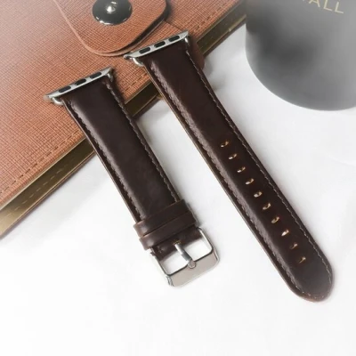 Afbeelding van Apple Watch Retro leren bandje Donkerbruin Geschikt voor 38mm / 40mm 41mm