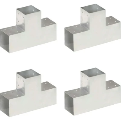 Afbeelding van vidaXL Paalverbindingen 4 st T vorm 101x101 mm gegalvaniseerd metaal