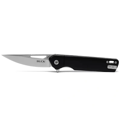 Afbeelding van Buck 239 Infusion Assisted Flipper Knife 3.25&quot; Satin Drop Point Blade, Black Aluminum Handles, Liner Lock 13549