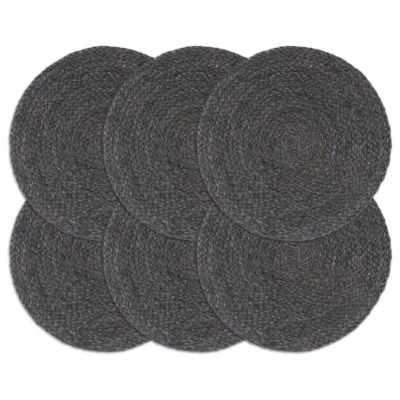 Afbeelding van Placemats 6 st rond 38 cm jute donkergrijs