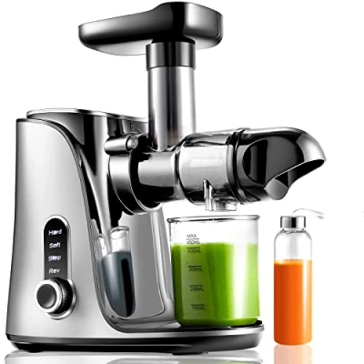 Afbeelding van AMZCHEF citruspers voor groente en fruitsap met 2 snelheden, hoog rendement, ultra dicht filter, langzaam kauwend fruit groentesap, grijs