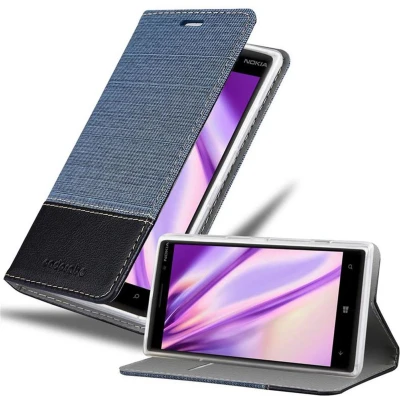 Afbeelding van Cadorabo Hoesje geschikt voor Nokia Lumia 830 in DONKERBLAUW ZWART Beschermhoes met magnetische sluiting, standfunctie en kaartvakje Book Case Cover Etui