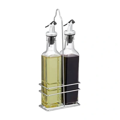 Afbeelding van Relaxdays olie en azijn stel 250 ml oliedispenser azijndispenser oliefles glas