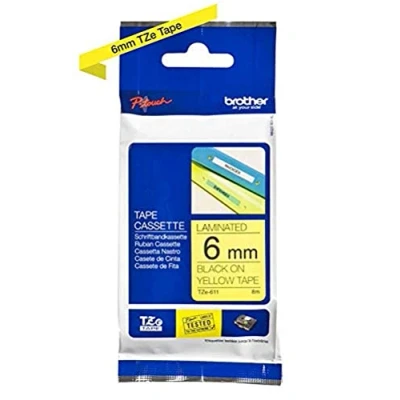 Afbeelding van Brother TZe 611 Tape Zwart op geel (6 mm)