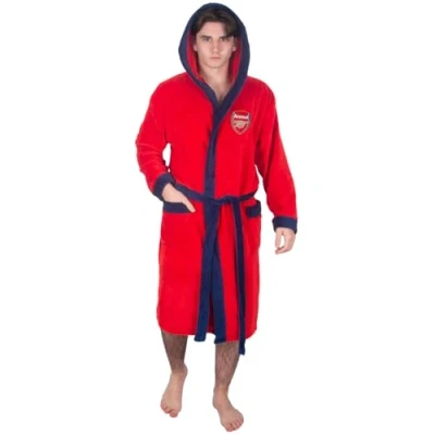 Afbeelding van Arsenal FC Officiële slaapkamerjurk met capuchon, voetbalmotief, fleece, voor heren, Rood