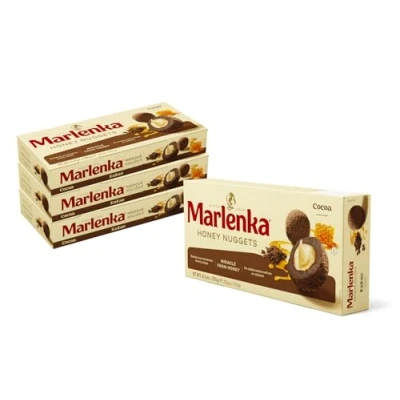 Image de Marlenka Boules de miel 3 + 1 paquet cacao Nuggets délicats pâtisserie au 4 x 10 balles 235 g Bonbons Goût similaire gâteau