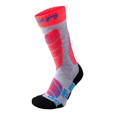 Afbeelding van UYN Socken Sportsokken voor kinderen, Maat: 31/34, Light grey/coral fluo
