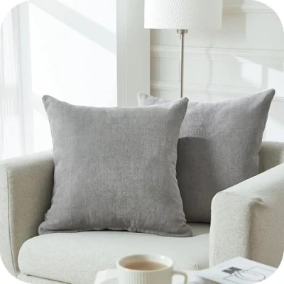 Afbeelding van Topfinel Set van 2 kussenslopen 40 x cm, pluizige chenille, voor woonkamer, bank, bed, tuin, balkon, kinderkamer, grijs