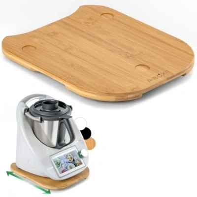 Afbeelding van ANBOXIT Schuifplank voor Thermomix TM6/TM5, bord met wielen, van gemakkelijk te schuiven bamboe, bamboe