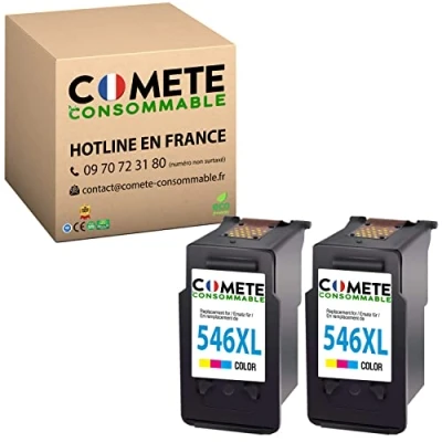 Image de COMETE 546XL Pack de 2 Cartouches d&#039;encre Compatibles avec Canon Couleur Marque française