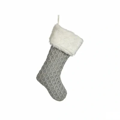 Afbeelding van Kerstversiering Kerstsok Grijs Stof 28 x 4 46 cm (12 Stuks)