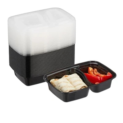 Afbeelding van Relaxdays meal prep bakjes 2 vakken herbruikbaar lunchbox set van 24 vershoudbakjes
