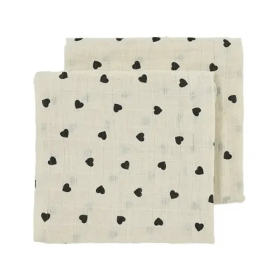 Afbeelding van Meyco Luier Sweet Heart Soft Sand/Black 2 pack