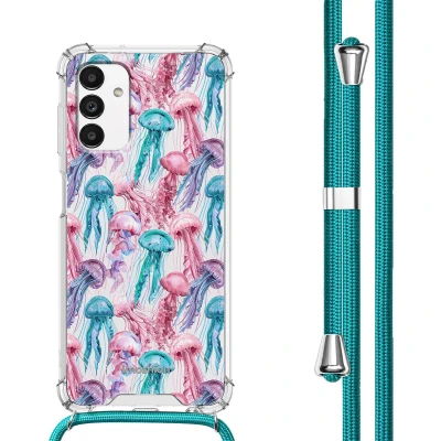 Afbeelding van iMoshion Hoesje Geschikt voor Samsung Galaxy A13 (5G) met Koord Design Meerkleurig / Jellyfish Watercolor