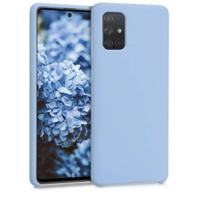 Afbeelding van kwmobile telefoonhoesje geschikt voor Samsung Galaxy A71 Hoesje met siliconen coating Smartphone case in mat lichtblauw