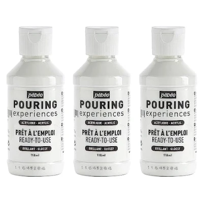 Image de Pebeo Pouring Experiences peinture acrylique blanc titane brillant 118 ml