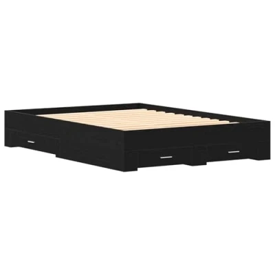 Afbeelding van vidaXL Bedframe met lades Zwart eiken Bewerkt hout 140 x 200 cm Opslag