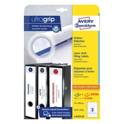 Image de Avery L4759 étiquettes pour dossiers 75 unités