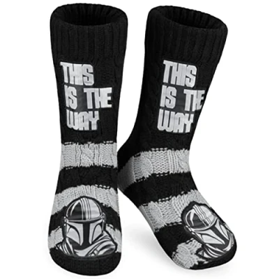 Afbeelding van The Mandalorian herensokken winterpantoffelsokken cadeau Star Wars Baby Yoda, Zwart Grijs