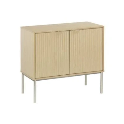 Afbeelding van sweeek Champagne dressoir met hout en metaaleffect, 2 deuren 80cm