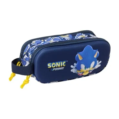 Afbeelding van Pennenetui met 2 vakken Sonic City Blauw 21 x 8 6 cm 3D