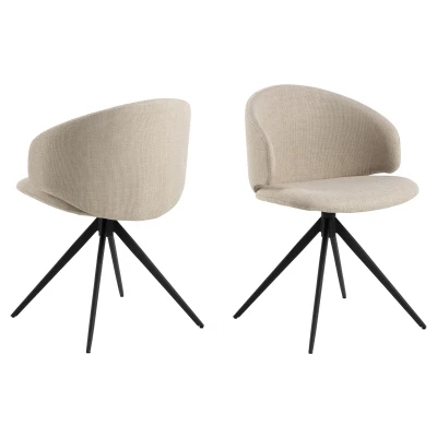 Afbeelding van Eetkamerstoel Beige Stof Draaibaar Zithoogte 44cm Valerie Giga Living