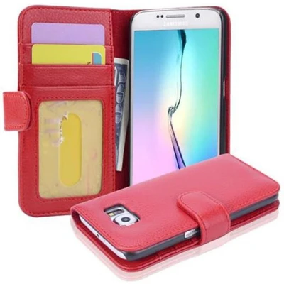Afbeelding van Cadorabo Hoesje geschikt voor Samsung Galaxy S6 in INFERNO ROOD Beschermhoes met magnetische sluiting en 3 kaartsleuven Book Case Cover Etui