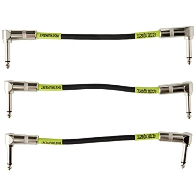 Afbeelding van Patchkabel 15cm Ernie Ball EB 6050 zwart 3 pack