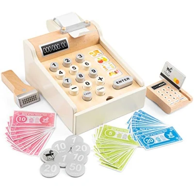 Afbeelding van New Classic Toys Houten Speelgoedkassa Inclusief Accessoires