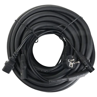 Afbeelding van Pronomic Stage EUIECX 15 Schuko hybride kabelconnector op IEC stekker, XLR/XLR m