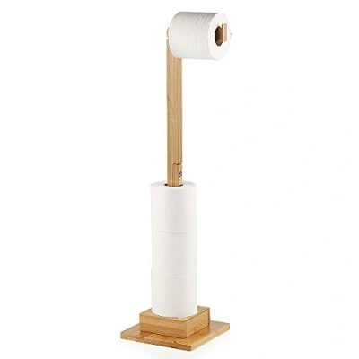 Afbeelding van Verlengde Bamboe Staander Toilet Papier Houder Zonder Boren Opberg Vervangende Rolhouder Toiletrol Ideaal Voor 6 en Organiser (72 cm)