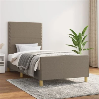 Afbeelding van vidaXL Bedframe met hoofdbord stof taupe 90x200 cm