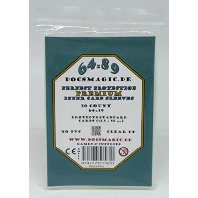 Afbeelding van docsmagic.de 50 Premium Perfecte bescherming Binnenkaarthoezen Transparant 63,5 x 88 Standaardformaat 64 89 zakjes