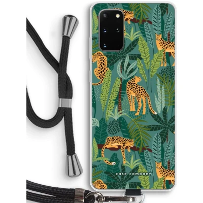 Afbeelding van Case Company® hoesje met Koord geschikt voor Samsung Galaxy S20 Plus Luipaard 2 Telefoonhoesje Zwart Bescherming aan alle Kanten en Over de Schermrand