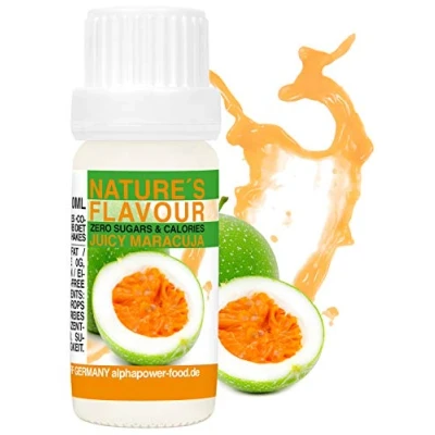 Image de ALPHAPOWER FOOD Arôme alimentaire naturel fruit de la passion I liquide gouttes aromatisantes et édulcorant sans sucre, 1x10ml goût délicieux, vegan liquid sweetener Flavour Drops, Flavdrops