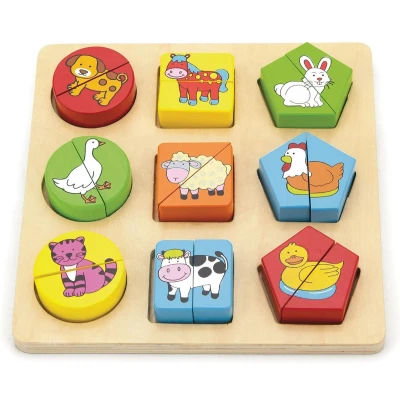 Afbeelding van Viga Toys Boerderijpuzzel met geometrische vormen