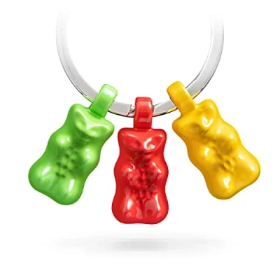 Afbeelding van TROIKA Haribo HB K03/CO metalen sleutelhanger met Rubberen beer, trio in de kleuren groen, rood, geel, groen/rood, handlich, beer sleutelhanger, geel/groen/rood,