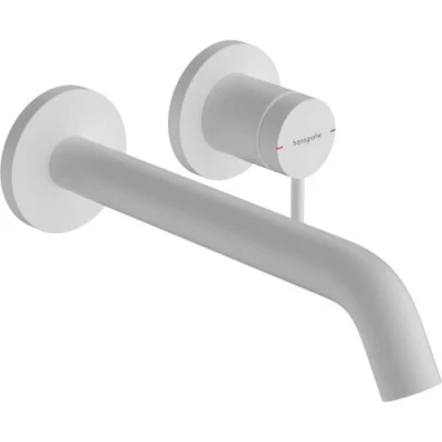 Afbeelding van hansgrohe Tecturis S ééngreeps wastafelkraan inbouw voor wandmontage, met uitloop 22,5 cm mat wit