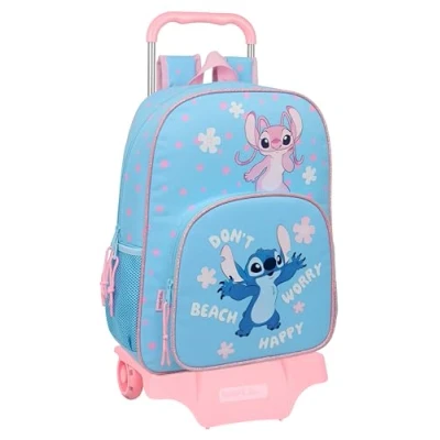 Afbeelding van Safta STITCH HAPPY Sac à dos scolaire avec chariot 905, idéal pour enfants de différents âges, confortable et polyvalent, qualité résistance, 33 x 14 42 cm, bleu ciel, M, Décontracté