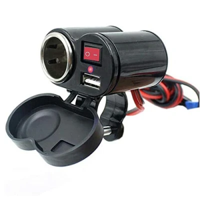 Afbeelding van D72C Waterdichte sigarettenaansteker voor motorfiets + 2 in 1 USB oplader met aan/uit schakelaar 5 V 1,5 A 1,2 m kabel voltmeter motorfiets, caravan, vrachtwagen