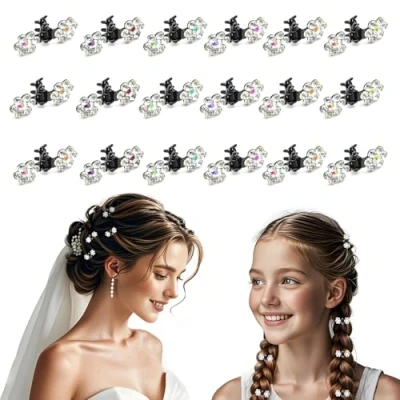 Afbeelding van Kleine haarclip voor dames en meisjes, 18 stuks, elegant, strass, bloem, haarspeld bruiloft, bal, dagelijks gebruik