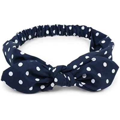 Afbeelding van styleBREAKER 04026036 Haarband voor dames met stippenpatroon, strik en elastiek, hoofdband, pinup, rockabilly, haarsieraad, kleur: donkerblauw
