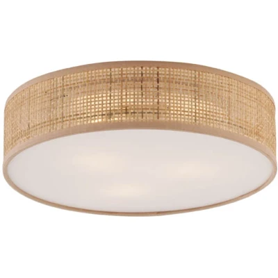 Afbeelding van QAZQA trammy Oosterse Plafondlamp 3 lichts Ø 40 cm Naturel Woonkamer Slaapkamer Keuken