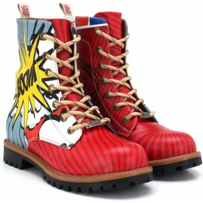 Afbeelding van Goby Pop Kick Dames Laarzen Unieke Art Stijl Comfortabele Veterschoenen Maat 38