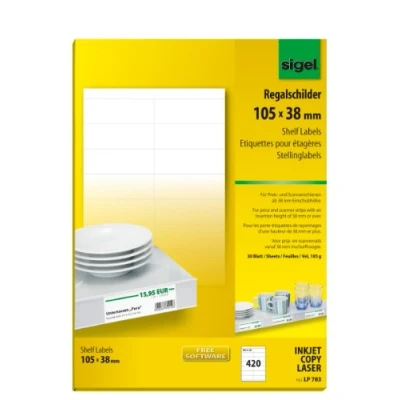 Afbeelding van Sigel Stellingetiket 105x38mm 170g 420 stuks voor 40mm scanner