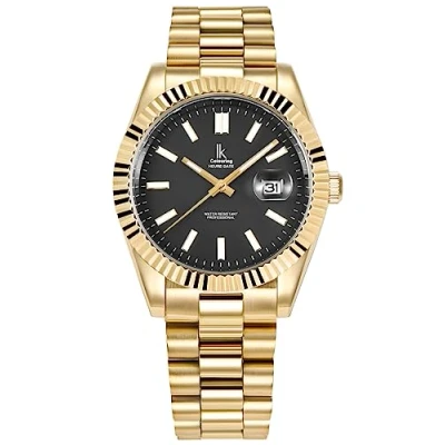 Afbeelding van Alienwork IK Watch Metalen armband voor dames en heren, Goud/Zwart/Goud Armband,