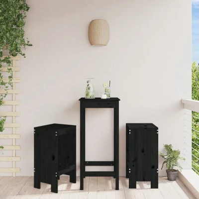 Afbeelding van Barkrukken 2 st 40x36x75 cm massief grenenhout zwart